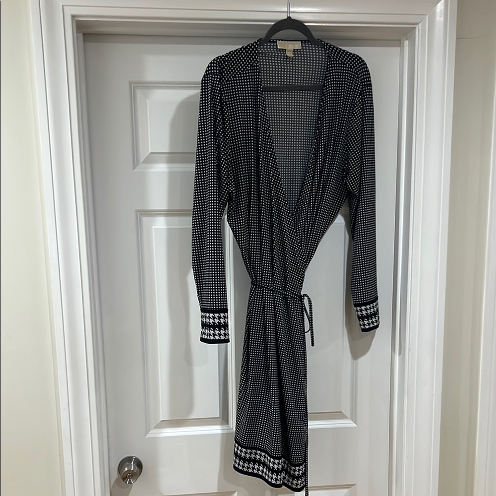 Black and White Patterned Wrap Dress